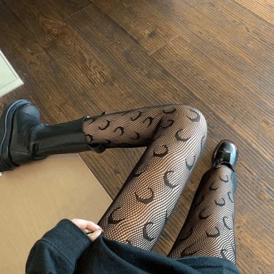 NWOT Moon Print Fishnet Tights - One Size